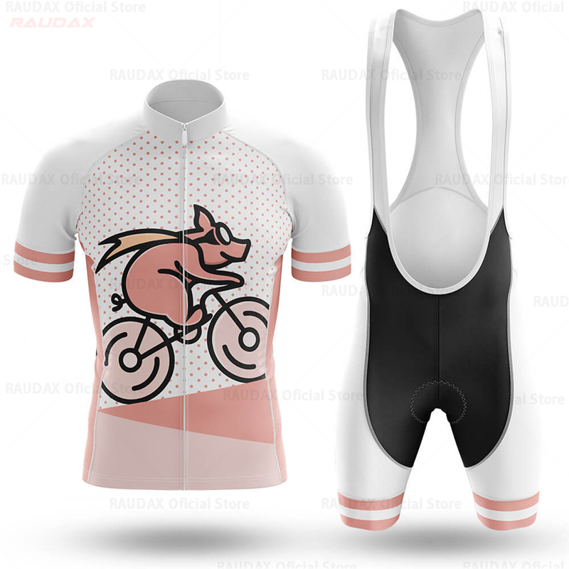 Cycling Gear Padding - Grappige varkenscartoon anime fietsjersey set voor