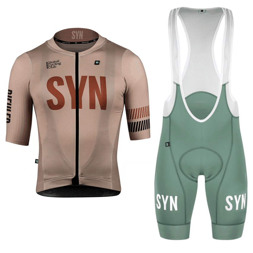 Cycling Bib Shorts - Syn Bruine Fietskleding Heren Fietsshirt Met