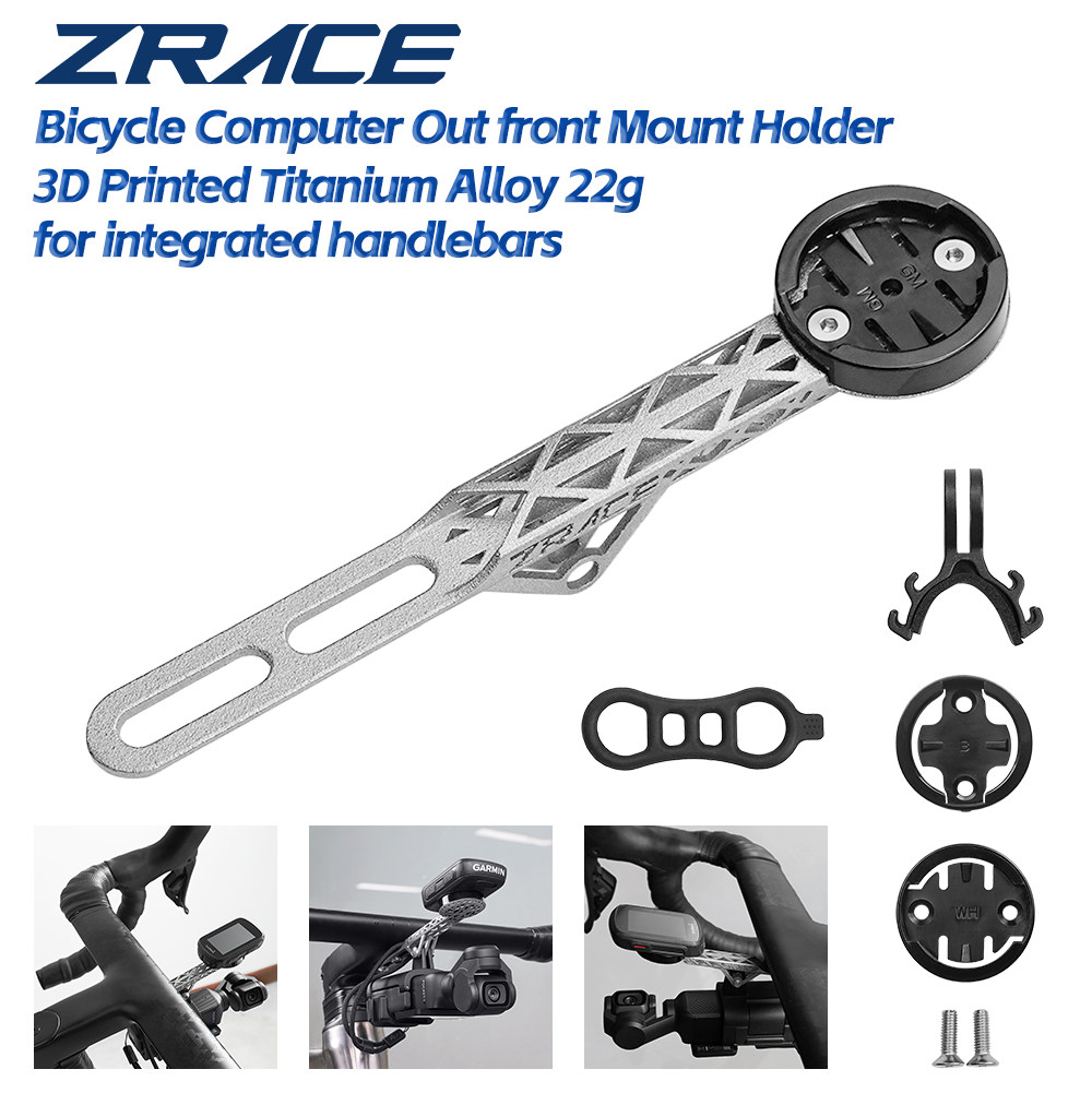 Cycling Gear Mount - ZRACE 3D-geprinte titanium fietscomputer voormontage voor